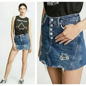 Y2K Grunge Cottagecore Denim Mini Skirt We The Free FP 25 NWOT Streetwear